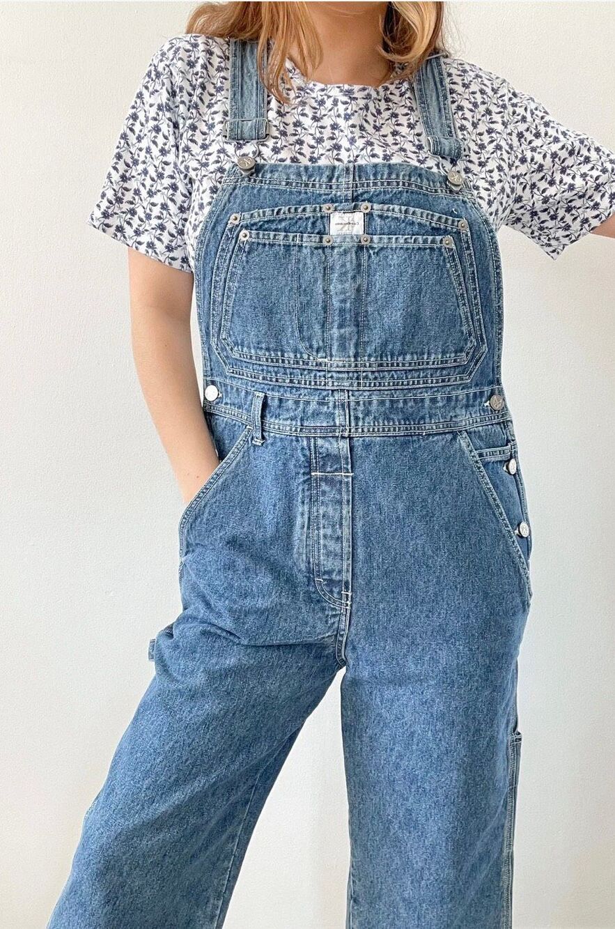 CALVIN KLEIN VINTAGE 90’s Y2K DENIM JEANS OVERALLS BIBS sz L